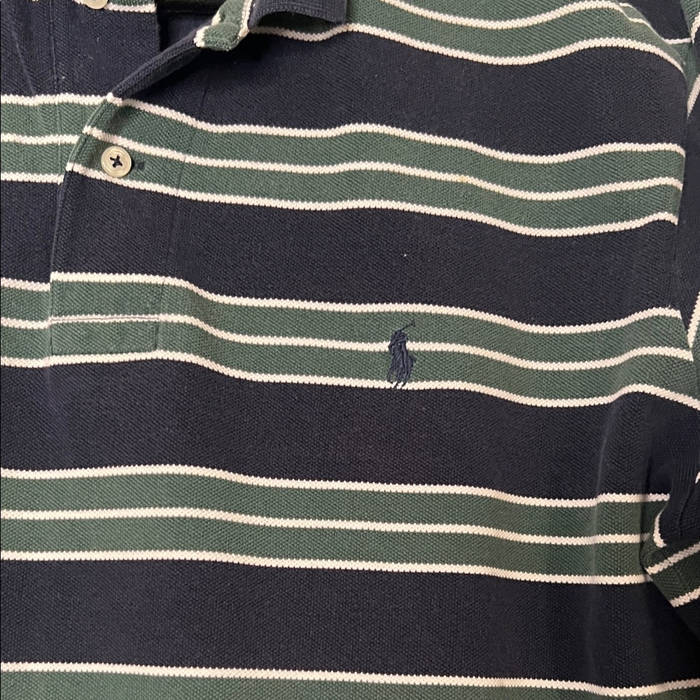 Polo by Ralph Lauren Dark Blue and White Striped Shirt - Picture 3 of 5